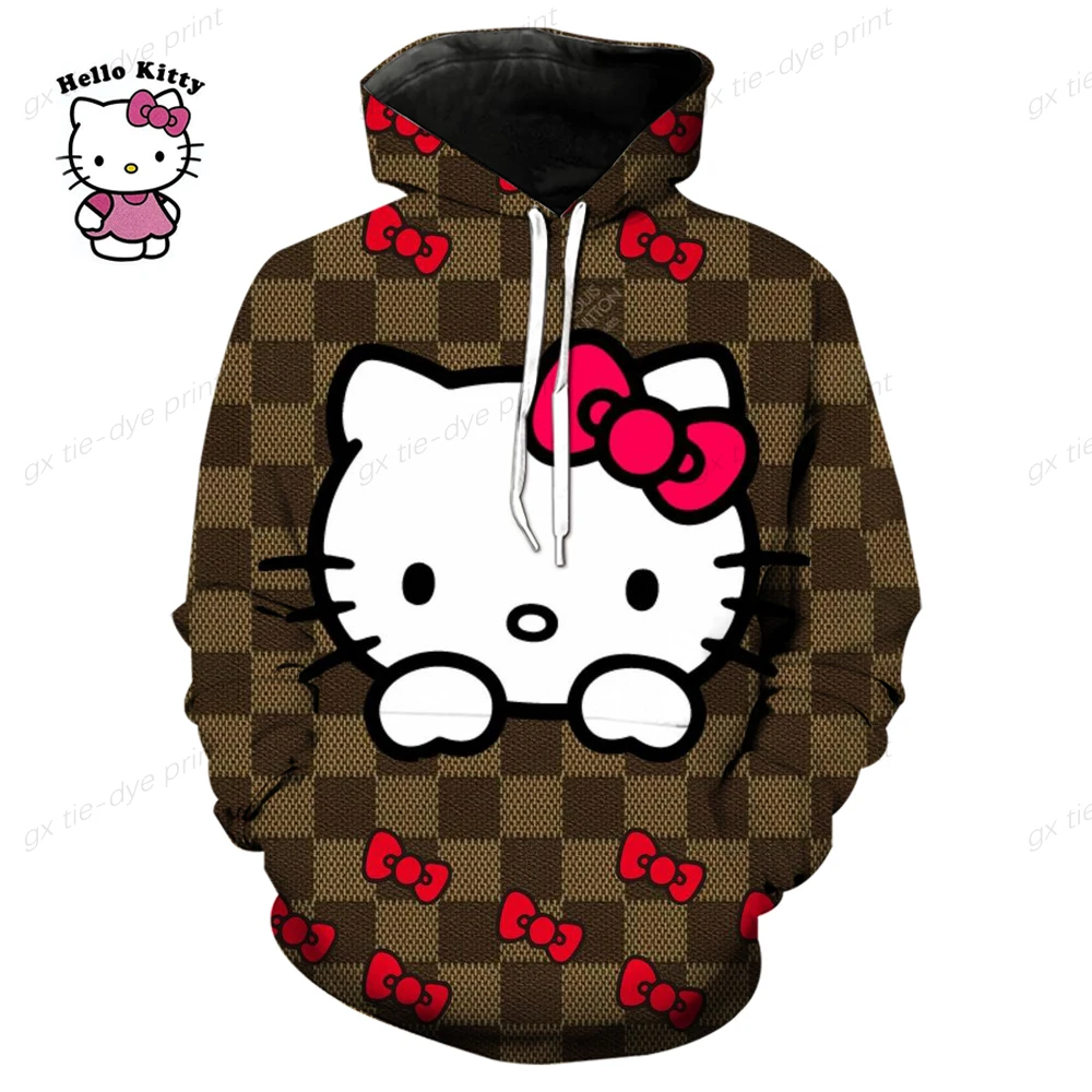 

Hello Kitty 2025 новое пальто для девочек с героями мультфильмов, милое модное пальто для отдыха с 3d принтом, красивая толстовка с капюшоном, осенне-зимний тренд, оригинальный стиль
