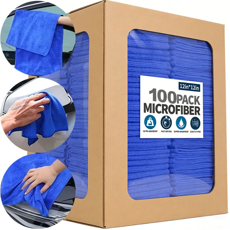 1-100pcs Reusable Microfiber Cleaning Cloths Lint Free Cleaning Rags Cloths Cleaning Towels Super Absorbent for Car Window