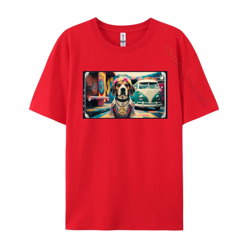 Retro Hippie Beagle T-Shirt Normal T Shirt For Adult Cotton Tees Normal Discount Free Shipping Items Lowest Prices