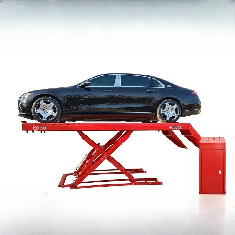 Ultra-thin large shear lift 4 tons tire repair scissor lift four-wheel positioning car repair shop