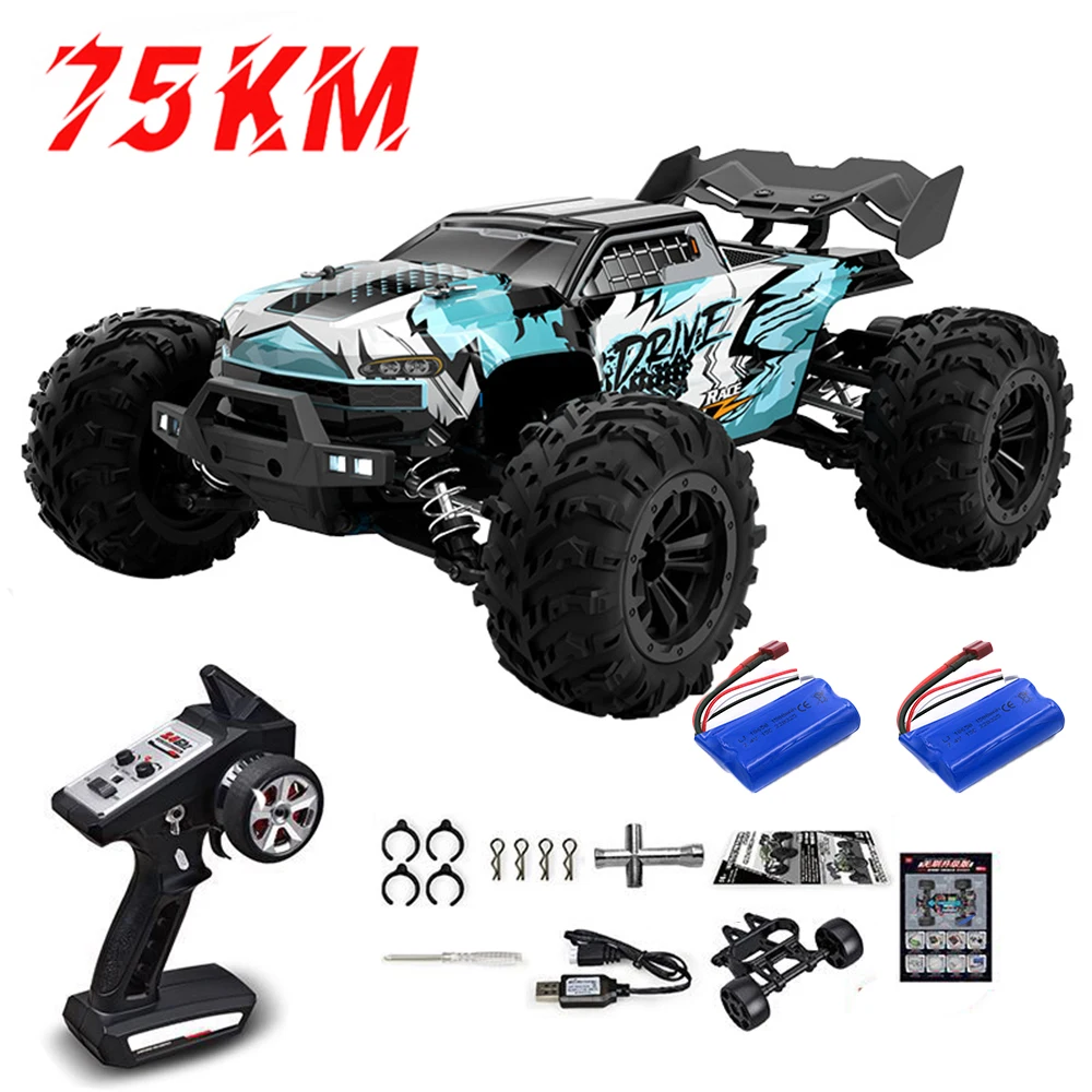 1:16 75KM/H או 50KM/H מכונית RC 4WD עם שלט LED מכוניות שליטה מרחוק מהירות גבוהה משאית מפלצת לילדים נגד Wltoys 144001 צעצועים