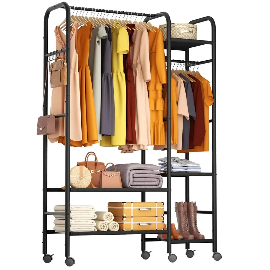 

Portable Closets For Hanging Clothes,Wardrobe Closet Racks For Hanging Clothes,Sturdy Clothes Rack Heavy Duty,5Tier Metal Freest