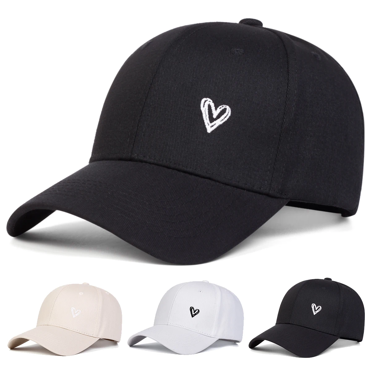 Gorras de béisbol unisex con bordado de amor, sombreros casuales ajustables para exteriores, primavera y otoño, sombrero protector solar