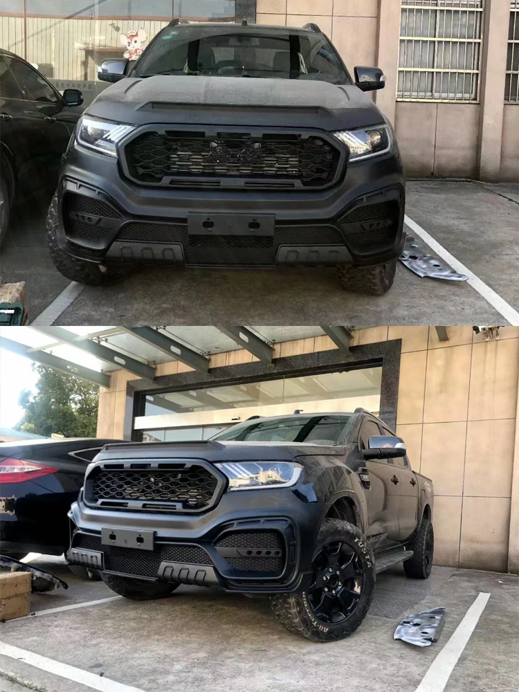Modified Front Bumper Grille For Ranger T8 Raptor XL XLT MK2 2018 2019 2020 Car Racing Grill Front Bumper Cover Trims Cover