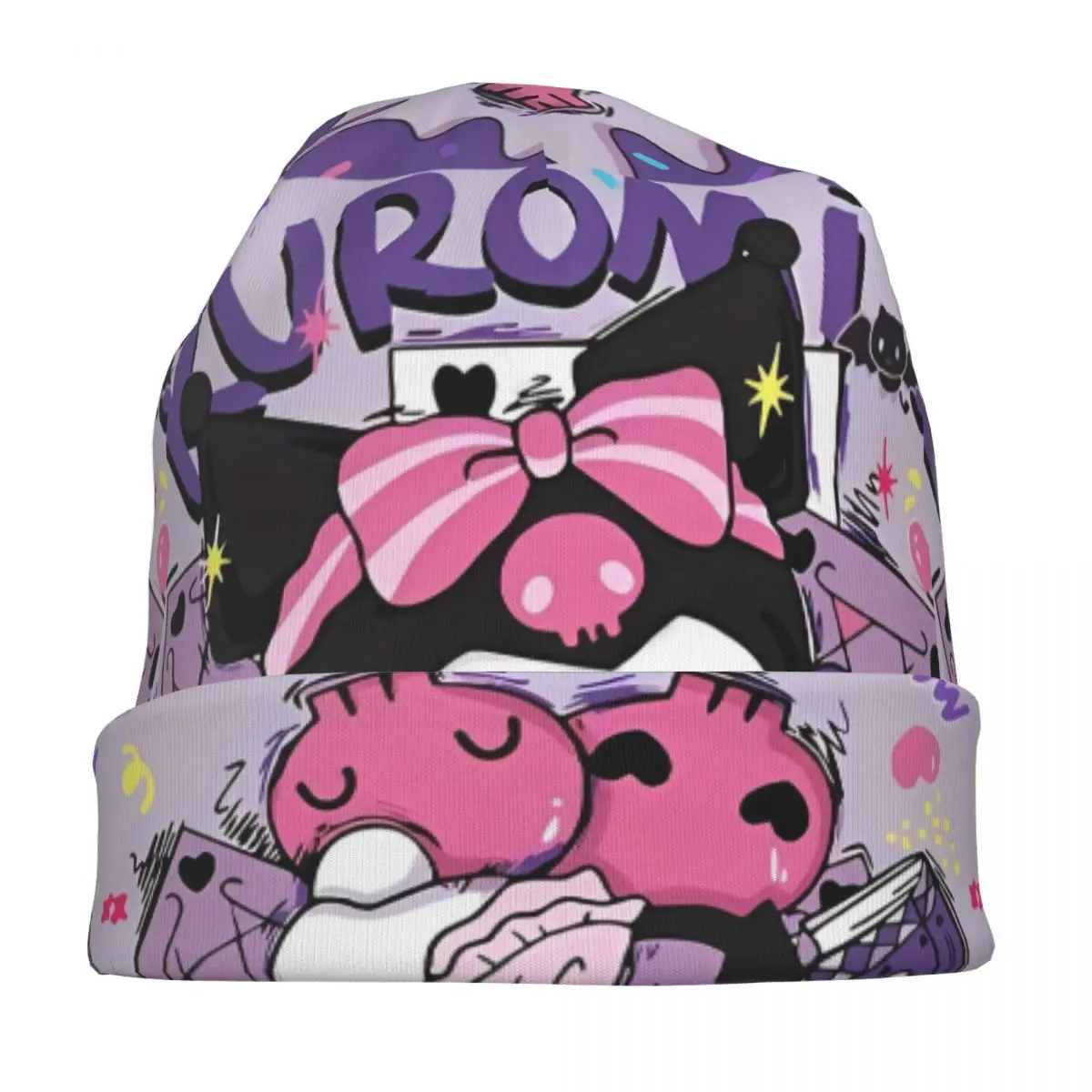 Kuromi الكرتون بونيه قبعة الهيب هوب في الهواء الطلق Skullies قبعة صغيرة للرجال النساء الربيع قبعة ذات الاستخدام المزدوج