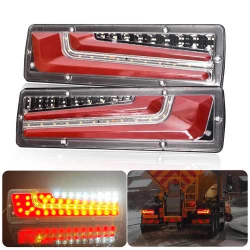 Imagen 2 del producto Luces LED brillantes para lámpara trasera de camión, iluminación de marcha atrás multifunción con señal de giro de flujo de parada de freno para remolques de camiones y coches