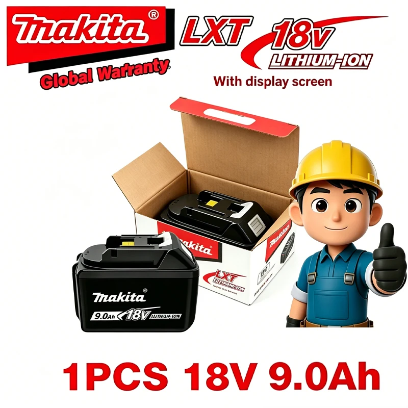 

9000mAh Genuine Makita 18V 9.0Ah battery with charger set for Makita 18V power tool DDF487 DTW700 GBA404 DUC150Z DHR183Z