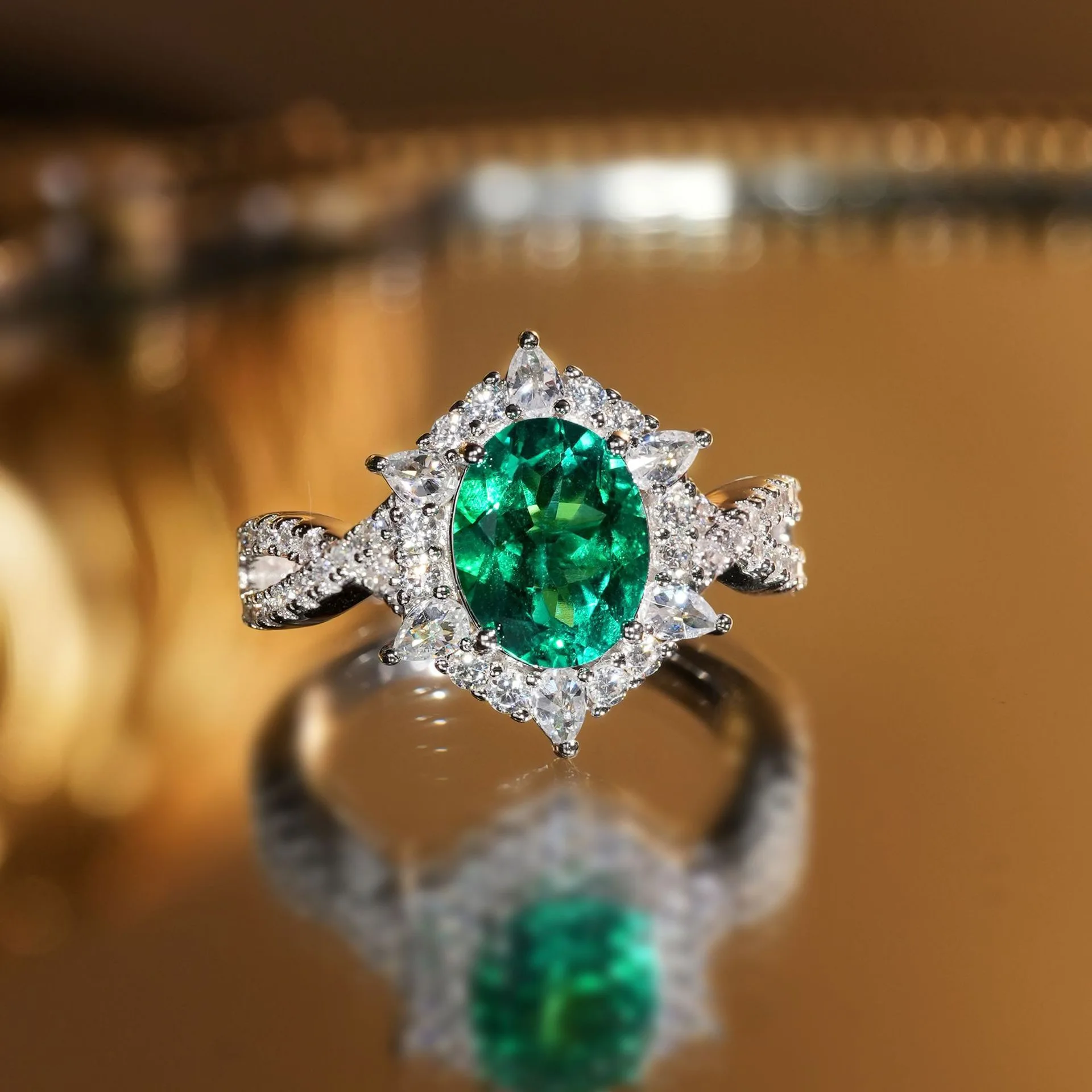 

Роскошное открытое кольцо Ele een с сапфиром и бриллиантами, эллиптический центральный камень, модное ювелирное украшение, подарок на день рождения