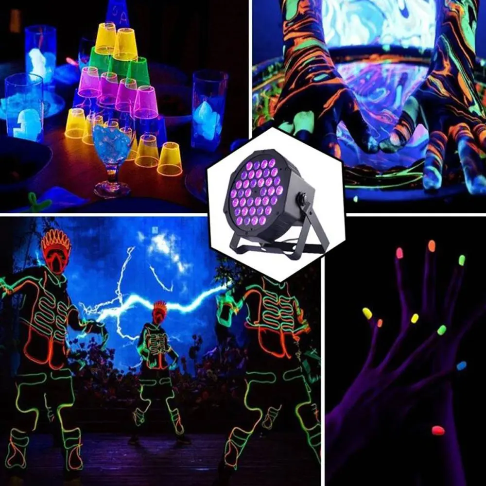 C2 LED Stage Par Lights Violet Stage Light DJ Disco UV Black Light Par Light Sound Activated Remote DMX Control Christmas Party