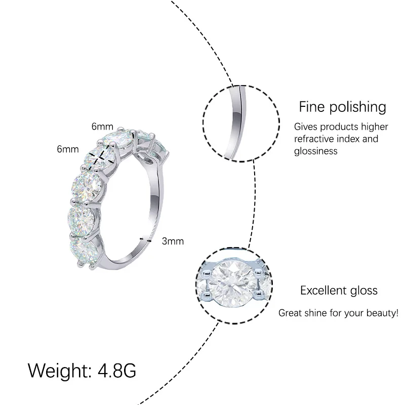 [JYJZZ181] （Lucia）Synthetic Moissanite S925 Sterling Silver Single Stone 1CT Total 7CT Closed Mouth Light Luxury Full Round High