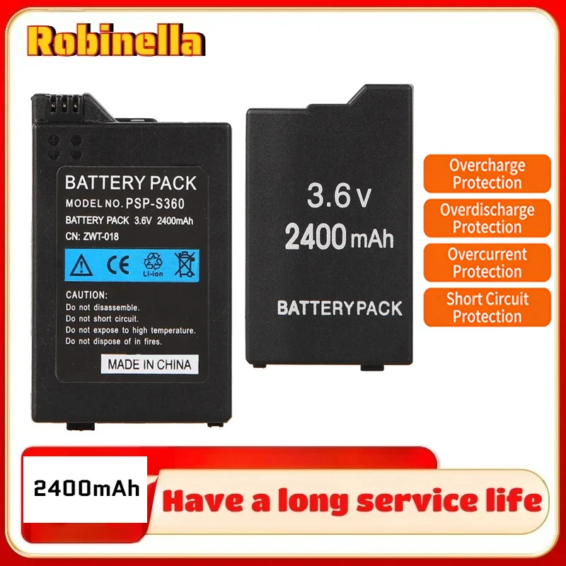 Batería de 2400mAh para Sony PSP 2000 PSP 3000 PSP2000 PSP3000 PlayStation Portable, Baterías Recargables de 3.6V