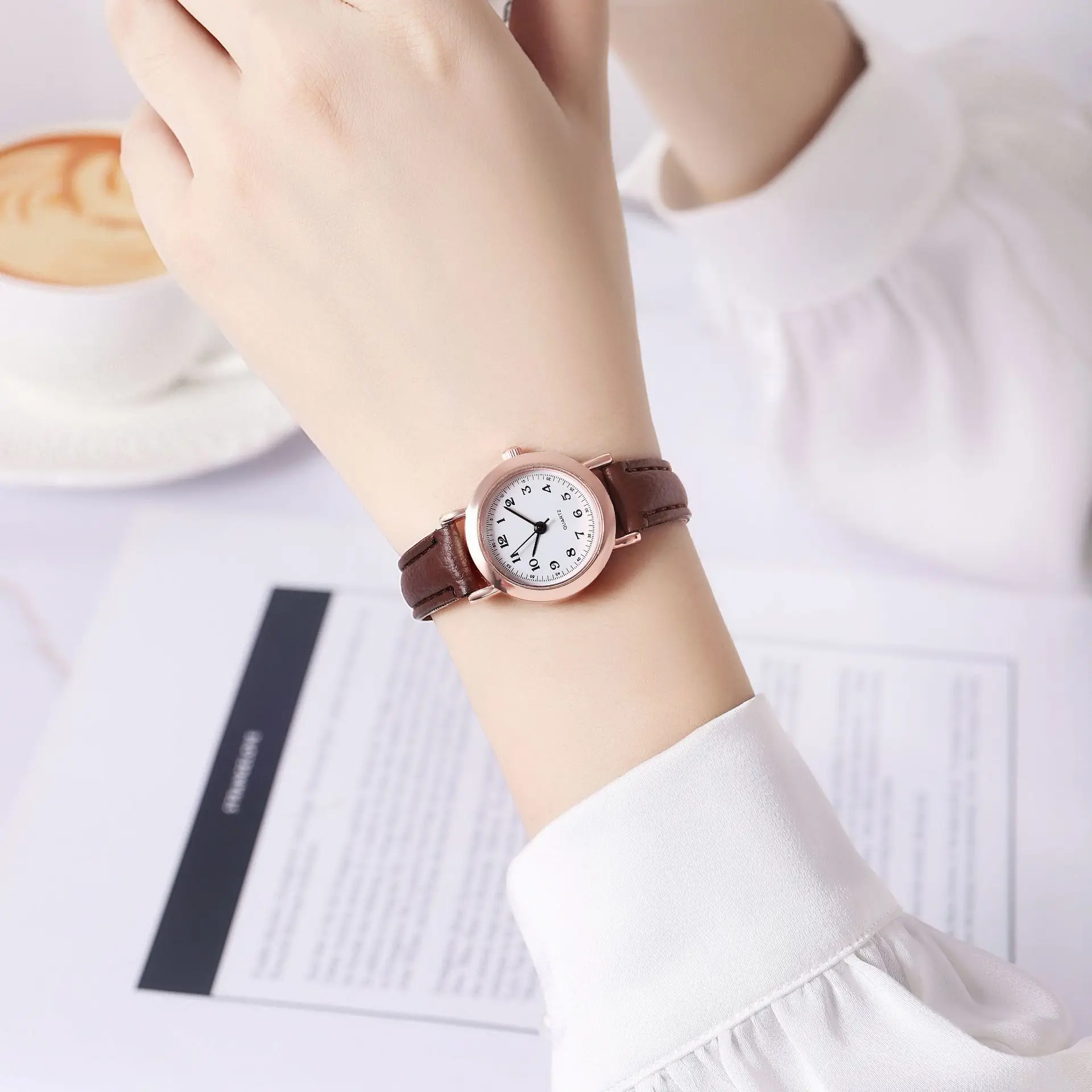 Thin Strap Digital Dial Retro Relojes Para Mujer Watch Leather Strap Wristwatch Quartz Female Student Watches Small Dial