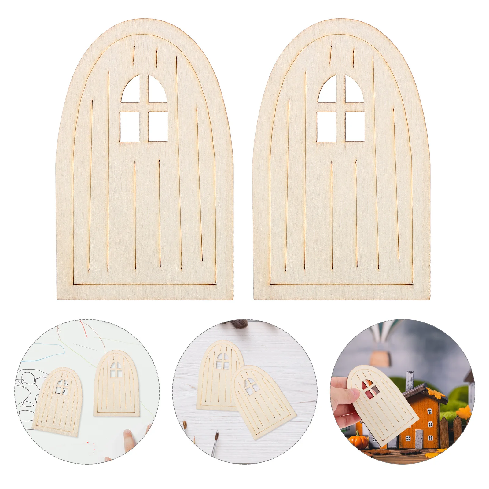 

10pcs Wooden Fairy Doors Diy Craft Set For Painting Miniature Garden Decor Fairy House Kit Unfinished Wood Planks Crafting