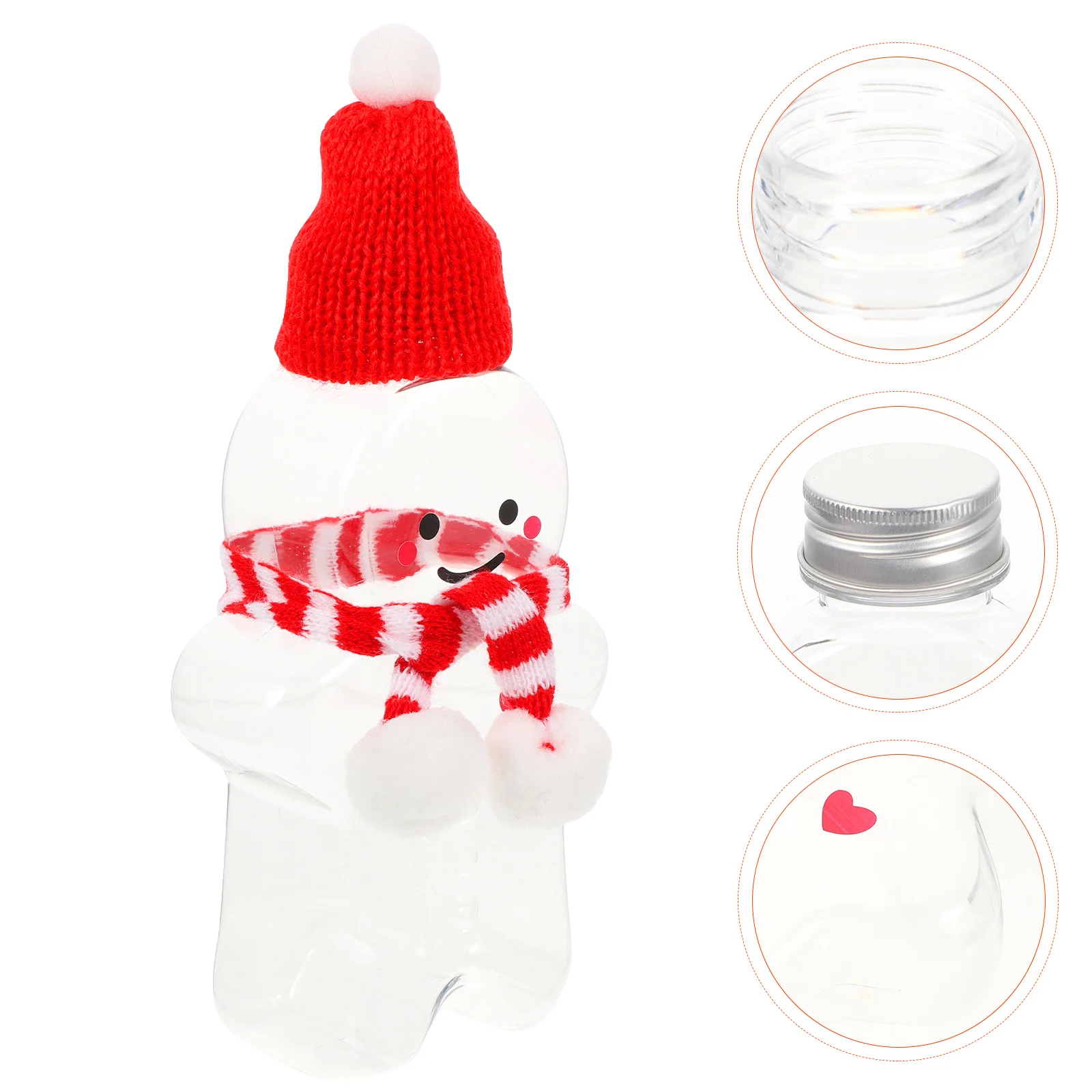 5 Sets Gingerbread Man Jar Cute Cookie Christmas Juice Bottle Plastic Candy Jars Bottles Milk Child