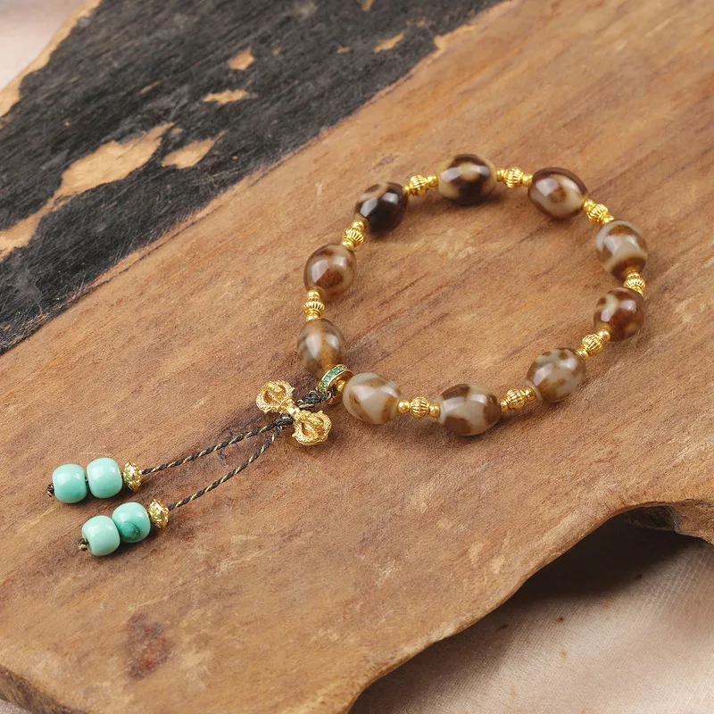 New Tibetan Agate Bracelets, Decorative Accessories, Copper Components, Magic Staff, Handmade Braided Cords, Available