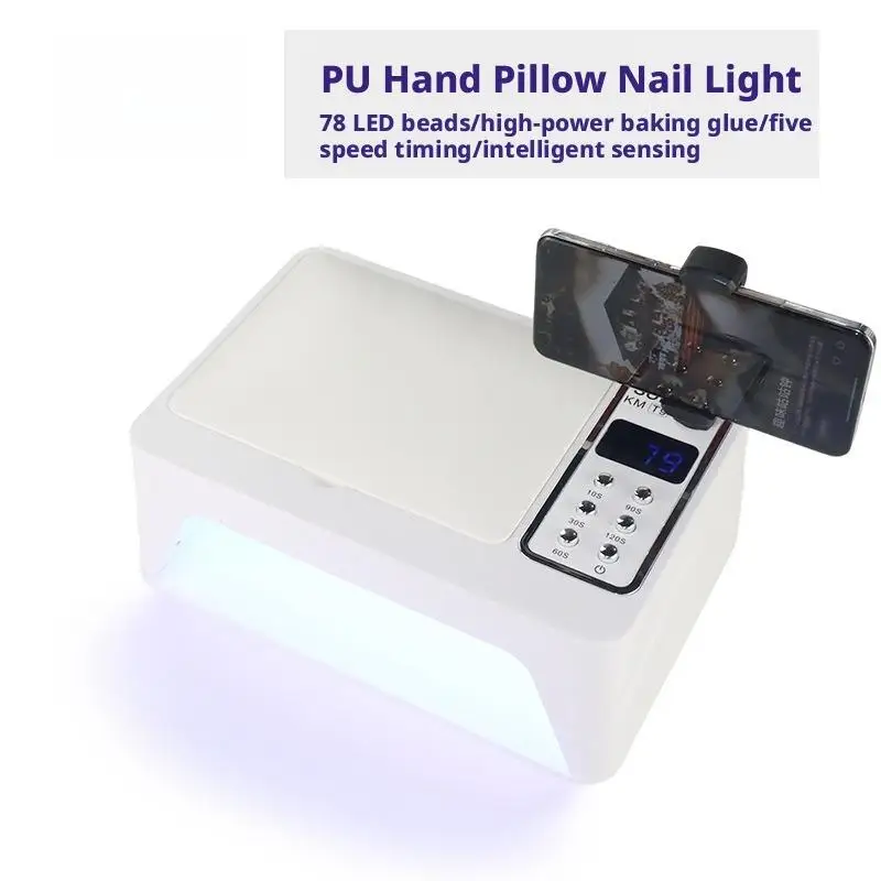 High Power Wearable Nail Pillow Gel Lamp Uv Multifunctional Dual Hand Quick Drying Nail Oil Glue Baking Lamp With Phone Holder