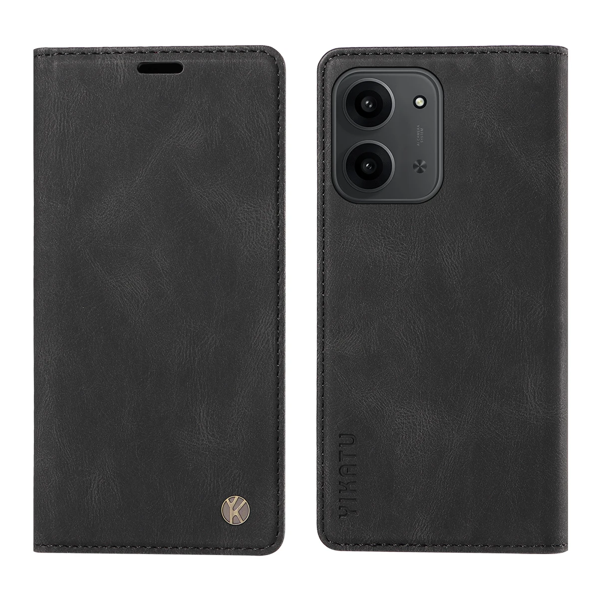 

For Xiaomi Redmi 15C 4G (Global) (171mm) / Poco C85 4G (171mm) Leather Cover YIKATU YK-004 Skin-Touch Wallet Phone Cases - Black