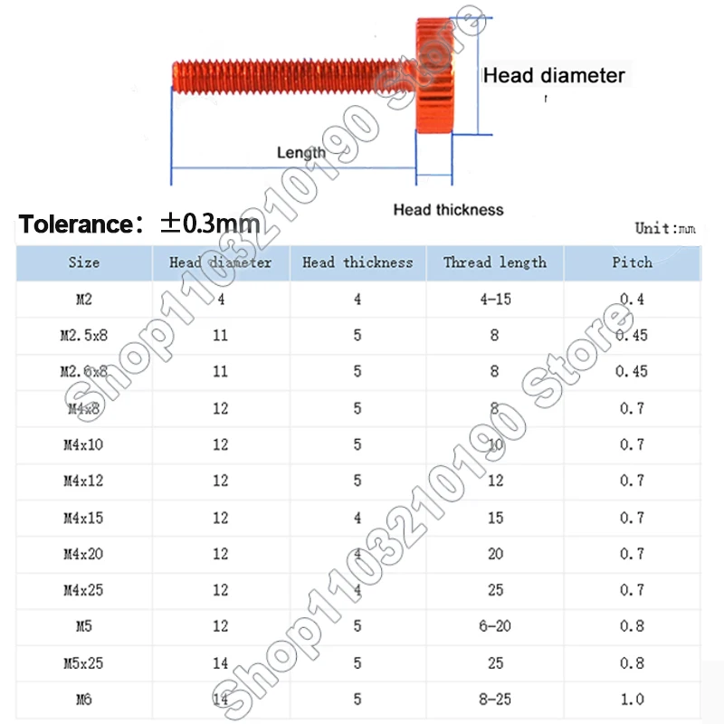 1Pc M2 M2.5 M2.6 M4 M5 M6 In Alluminio Colorato Zigrinatura a Testa Piatta Stringere A Mano Vite a Pollice Maunal Regolazione bulloni L = 4/6/8/10/12-25mm