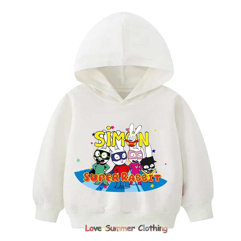 Simon super rabbit Sudadera con capucha para niños y niñas de 4 a 14 años, jersey con estampado HD, sudadera con capucha para niñas, novedades para otoño de poliéster