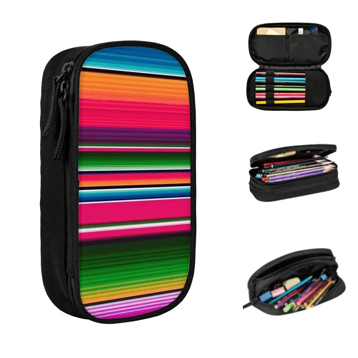 Mexican Blanket Striped Fiesta Serape Pencil Cases Large Capacity Pen Bags Pen Box Pencil Pouch For Boys Girls Stationery School