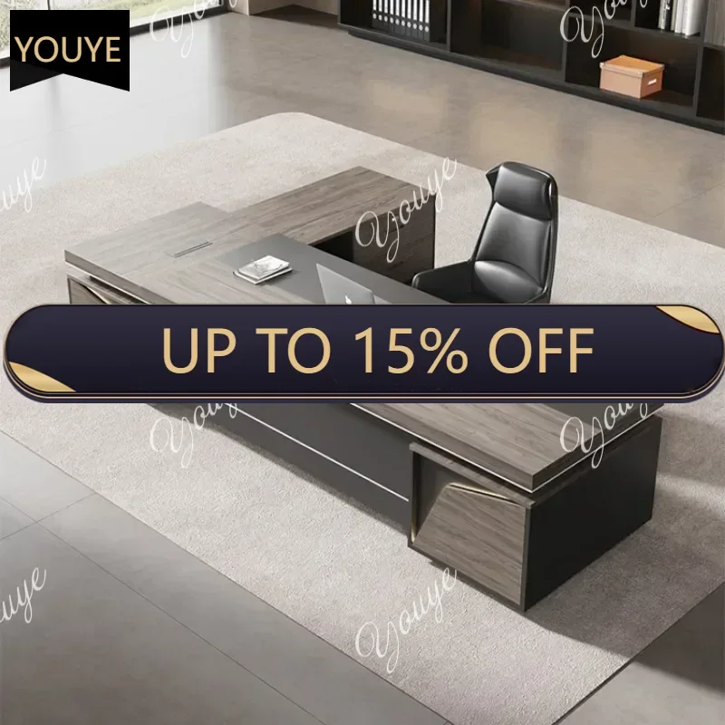 

Q Light Luxury Vintage Office Desk Organizer L Shaped Mid Century Dark Wood Computer Desks Work Art Bureau Meuble Office Furnitu