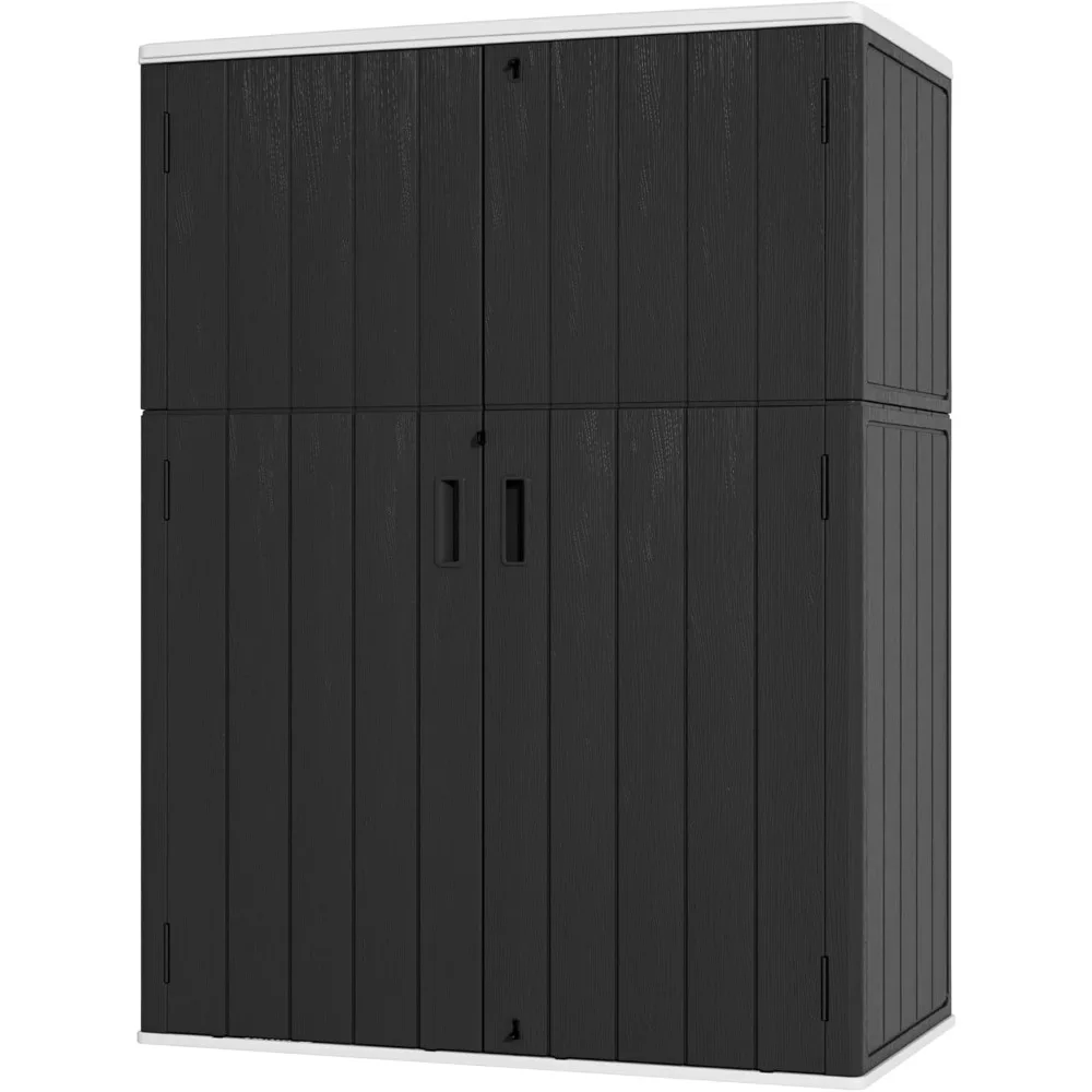 

Vertical Outdoor Storage Cabinets,Plastic Sheds&Outdoor Storage with Floor,Outdoor Storage Box Waterproof/Lockable for Garage,Bi