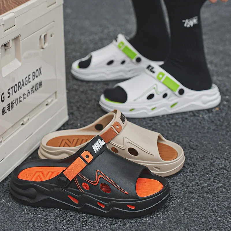 شبشب رجالي منصة عدم الانزلاق داخلي في الهواء الطلق الوجه يتخبط موضة خفيفة الوزن اثنين ارتداء صنادل المشي في الهواء الطلق حذاء الشاطئ للرجال #5