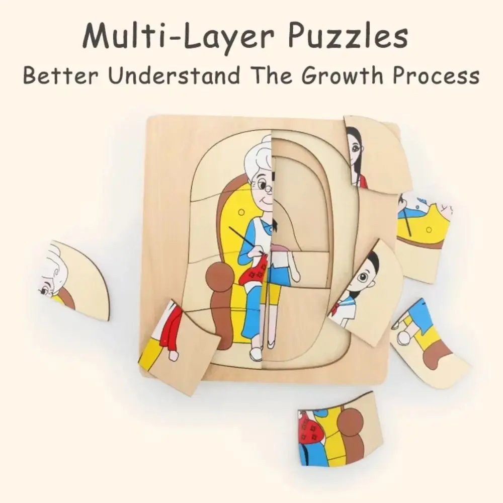 

Matching Life Cycle 3D Puzzle Montessori Cognitive Multi-Layer Jigsaw Interactive DIY Growth Puzzles Wooden Boys Girls
