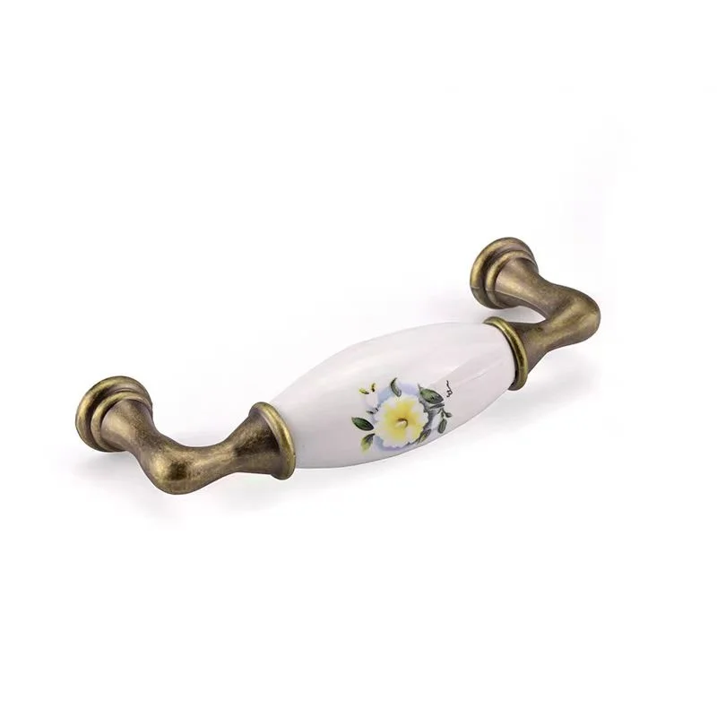 American Vintage Ceramic Handles Drawer Knobs T Bar Cabinet Closet Door Handles With Screws Furniture Pulls For Home