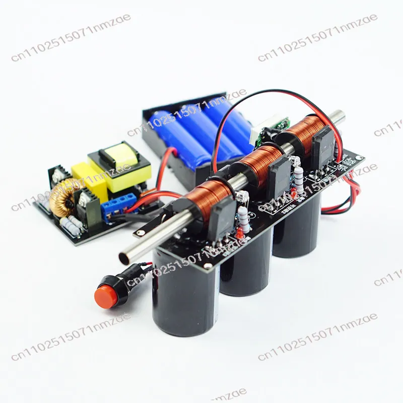 High Voltage Integrated Electromagnetic Coil Cannon Kit, Simple Multi-stage DIY Model for Physics Experiment & Science Teaching