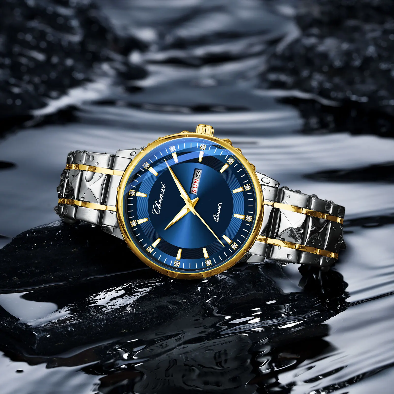 CHENXI 601 New Man Wristwatch Week Day Sport Watch Brand Luxury Stainless Steel Calendar Simple Male Clock Reloj Montre Hombre