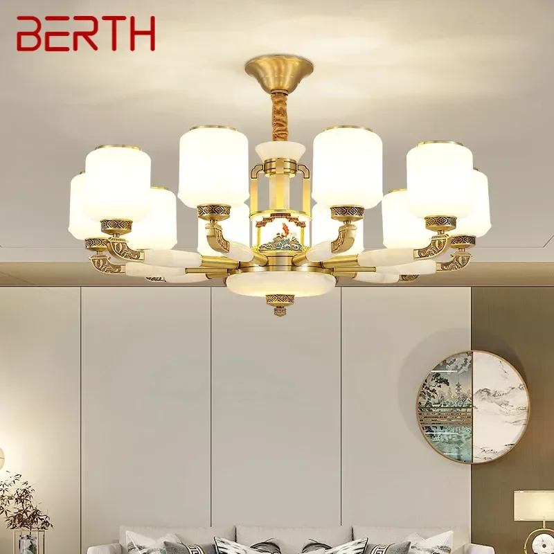 BERTH Contemporary Luxury Brass Pendent Lamp  Chinese style Living Room Dining Room Bedroom Villa Hotel Sample Room Chandelier