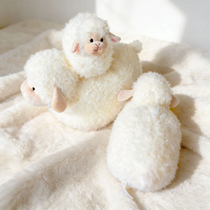 Urocze, puszyste, grube pluszowe zabawki owieczki, kawaii, wypchane zwierzątko koza, miękka lalka jagnięce, poduszka do spania dla dzieci, prezenty, dekoracja domu.