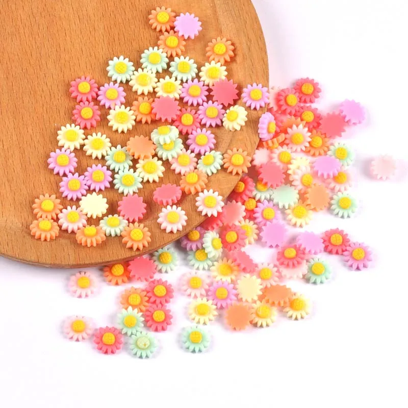 100PCS flatback Resin Cabochons flower for Scrapbooking Cameo Craft  DIY 10mm Phone Nails Decals Decor ornaments cp3622