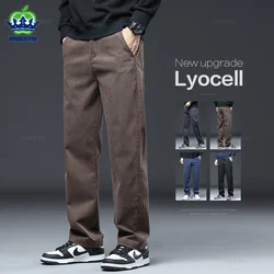 2025 New High Quality Soft Lyocell Fabric Jeans Men Elastic Waist Loose Straight Four Seasons Denim Trousers Male Plus Size 5XL