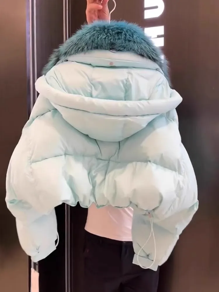  ort Purple down Jaet Women's Winter New Sle Real Fur Collar 90% White Du down Filling Straight Cut Commute S...