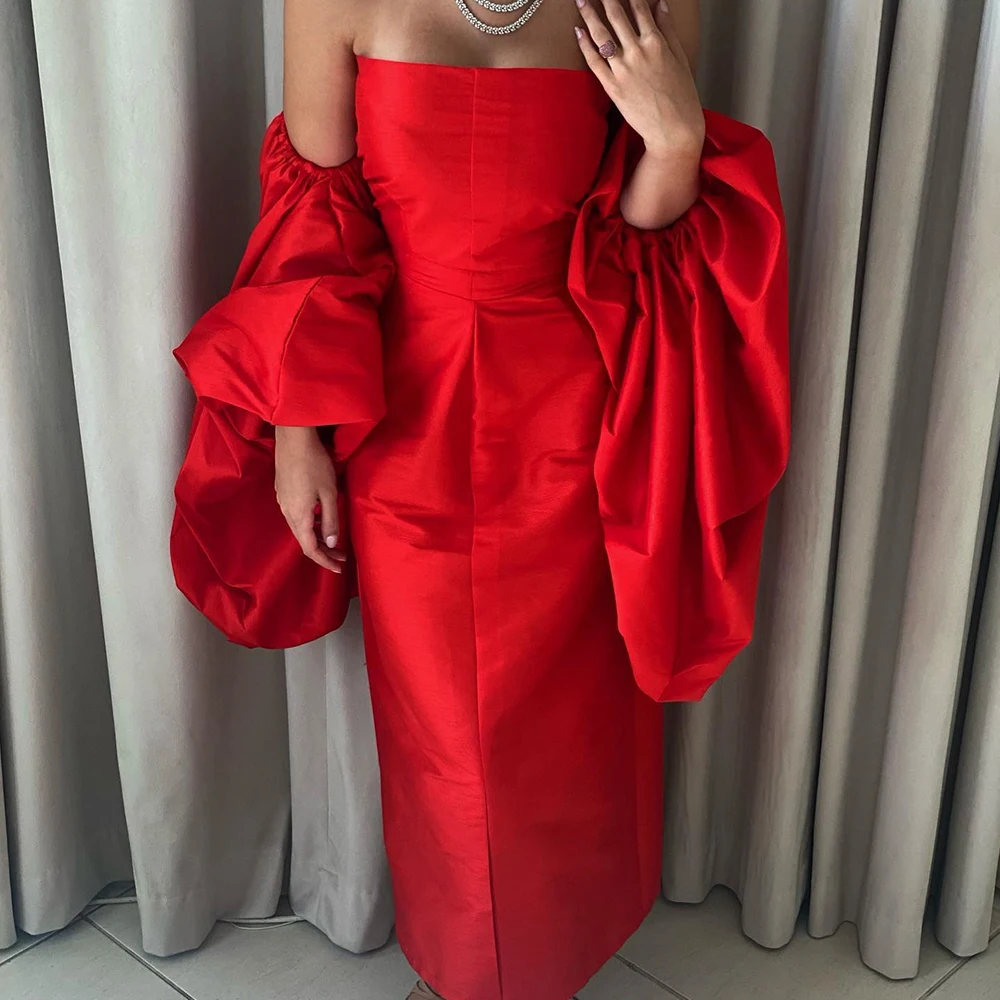 

Customized Fashion Strapless Shawl Satin Sleeveless Evening Dress Modern Straight Ankle Length Celebrity Gowns Vestido De Noche