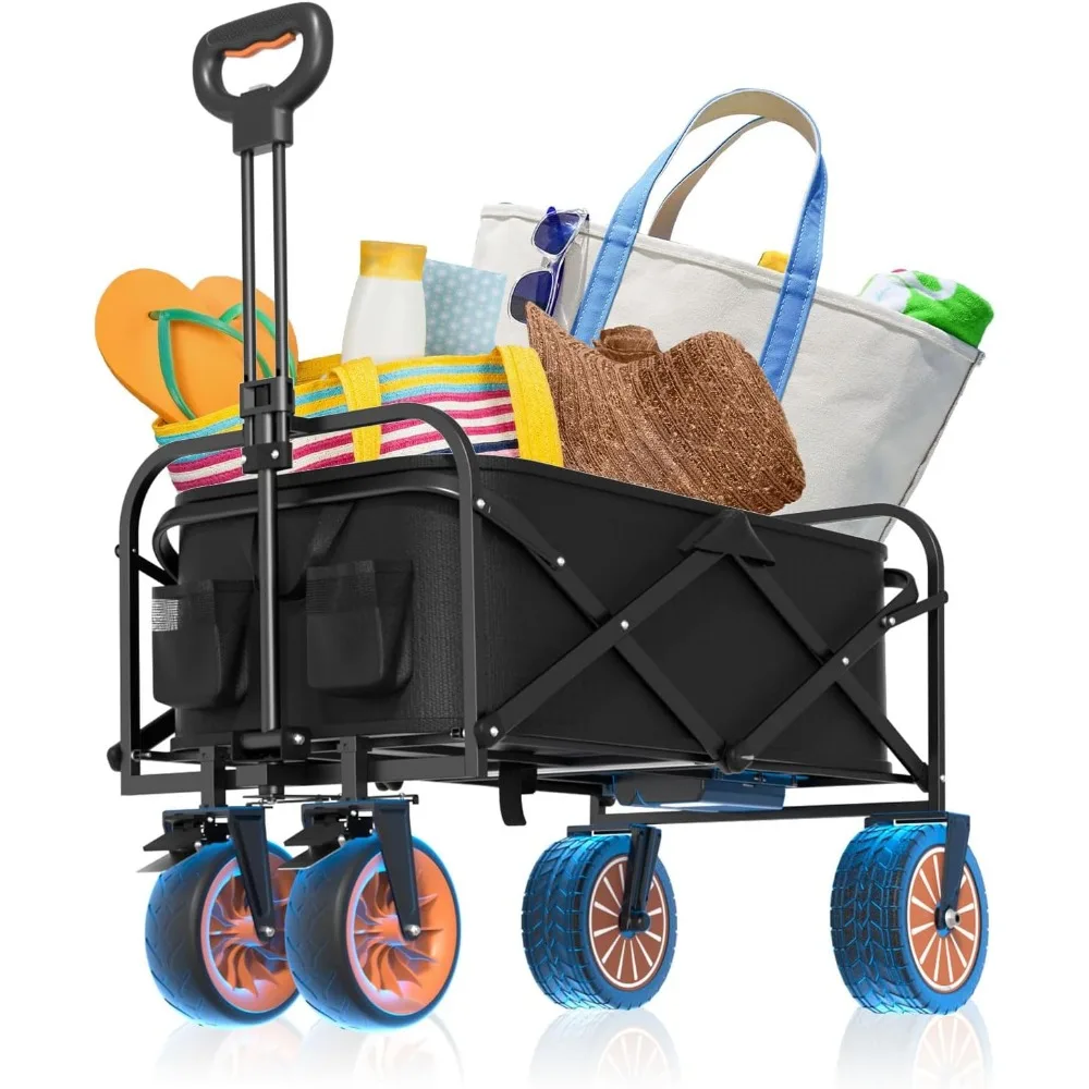 

electric utility wagon cart, rechargeable electric collapsible folding wagon, large capacity utility grocery wagon with roll fol