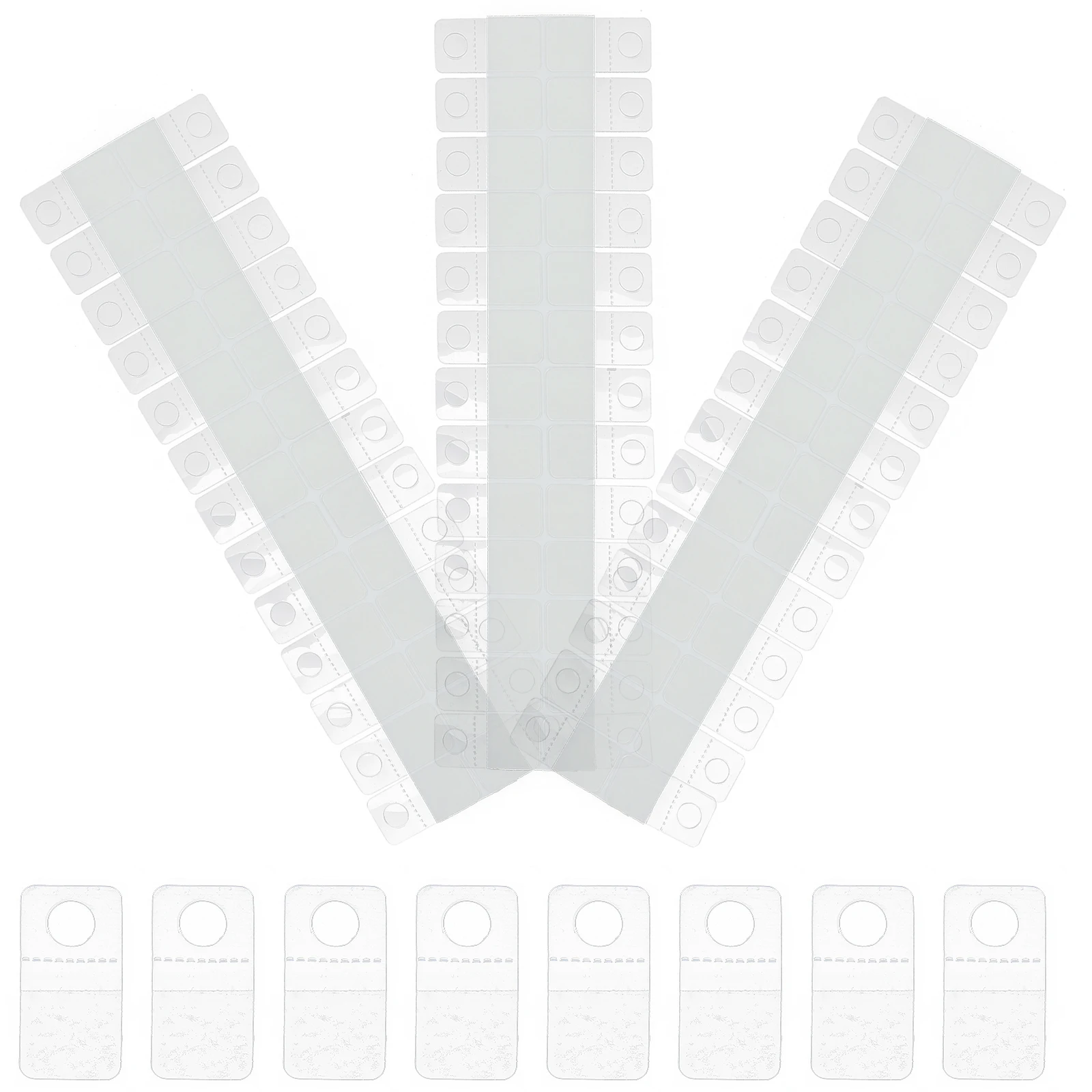 

100pcs PVC Self Adhesive Hooks Round Triangle Hole 38x38mm Clear Tabs Retail Display Supermarket Sticker Hangers