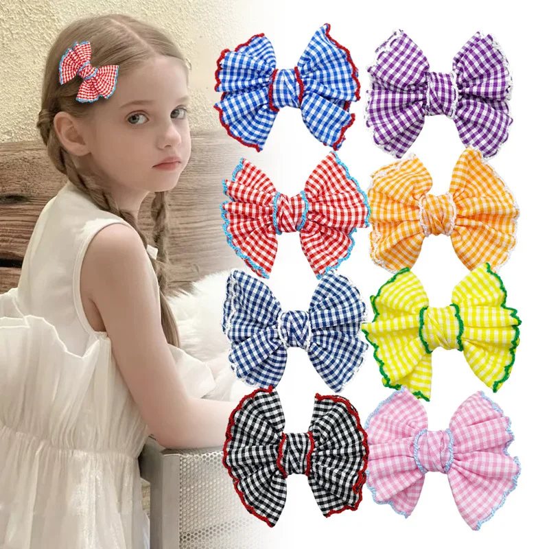 

30 шт., милые заколки для волос с бантиком и оборками, 3-дюймовые заколки в клетку в клетку тартан, заколки для волос для маленьких девочек, детские рождественские аксессуары для волос, оптовая упаковка