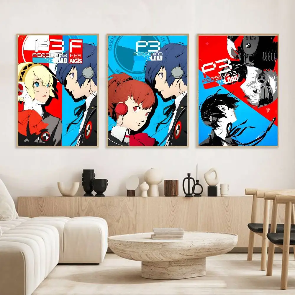 Pretty Video Game P-Persona 3 Poster High Quality Dorm Living Room Aesthetic Wall Decoration Painting Stickers Gift