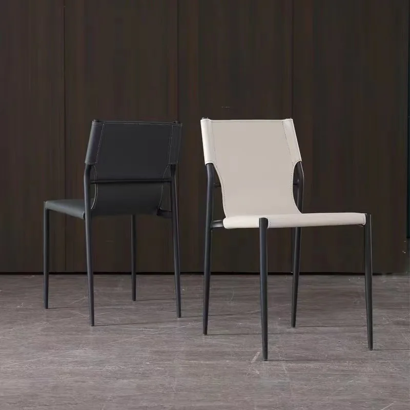 Instagram Famous Light Luxury Saddle Leather Chair Modern Backrest Dining Makeup Vanity Chair for Home Bedroom Hotel Restaurant