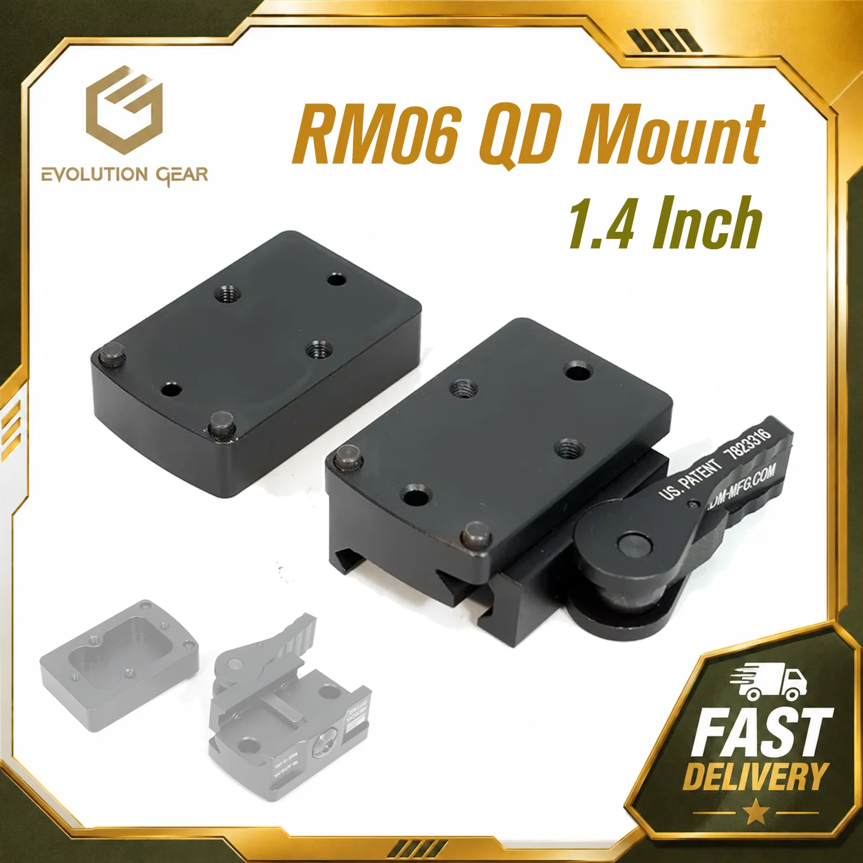 RM06 QD Mount Lever Witness Absolute Co-Witness 1.41 Inch Height Mount With Riser Plate Fit 20mm Picatinny And Weaver Rail