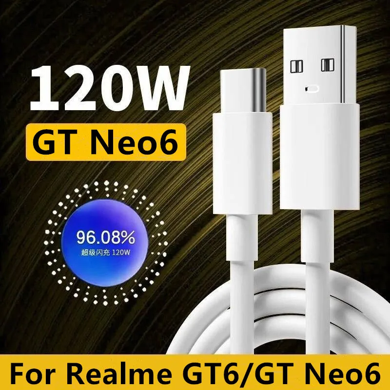 

Кабель для быстрой зарядки Realme 120W GT6/GT Neo6, кабель для передачи данных OPPO 12A Type-C для мобильных телефонов