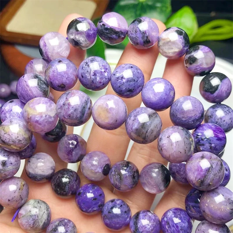 12MM Natural Charoite Bracelet Amethyst Stone Crystal Women Fashion Jewelry Single Circle Elastic Rope Gifts