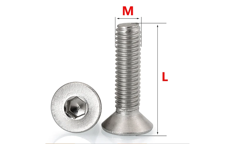 Innensechskantschraube M2 M2,5 M3 M4 M5 M6 DIN7991 Edelstahl 304 Innensechskant Innensechskant Flachsenkkopfschraube und Mutternensatz – Detail 7