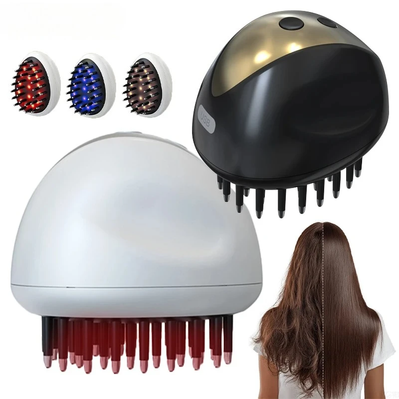 

EMS Microcurrent Scalp Head Massage Comb Red Blue Light Hair Growth Vibration Head Massager Brush Anti Hair Loss Hair Scrubber