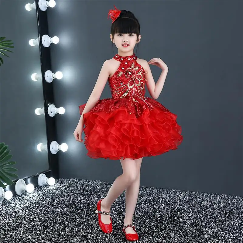 New children's costume Princess  sequin Shampan dress kindergarten dance dress girl performance dress 2024 dance costumes