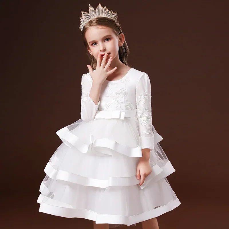 Kids Christmas Eve Girls Wedding Flower Dresses Princess Autumn Costume Elegant Party Pageant Formal Gown For Teenager 3-12 MN3