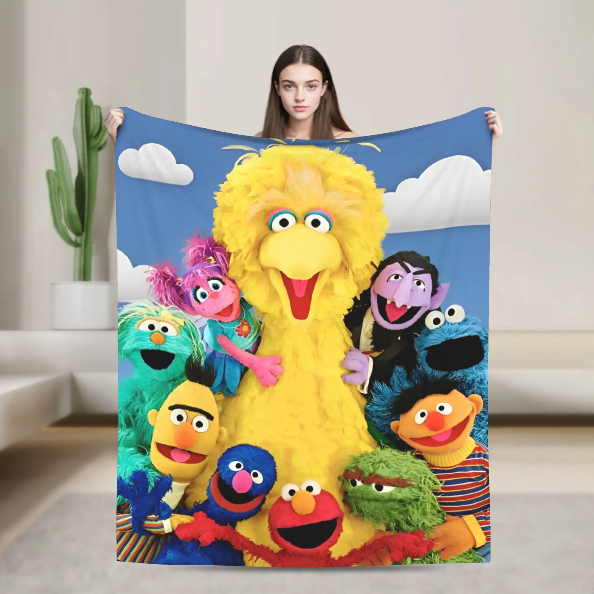 Comedy Knitted Blanket Sesames Streets Flannel Throw Blanket Summer Air Conditioning Printed Soft Warm Bedsprea,